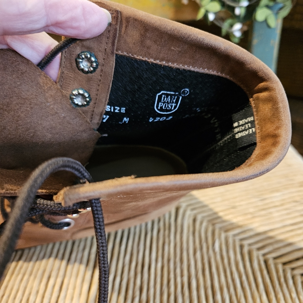 Dan Post Women's Round Toe Lace-Up Ropers, Khaki - Size 7M - Picture 6 of 8